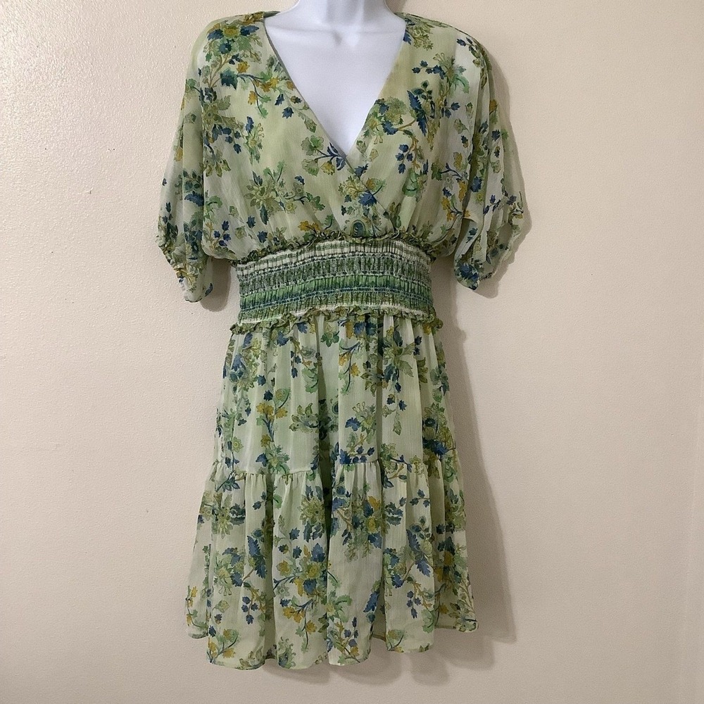 Green Cottagecore Dress Medium Fairycore Boho Chic Feminine Ruffle Summer Casual